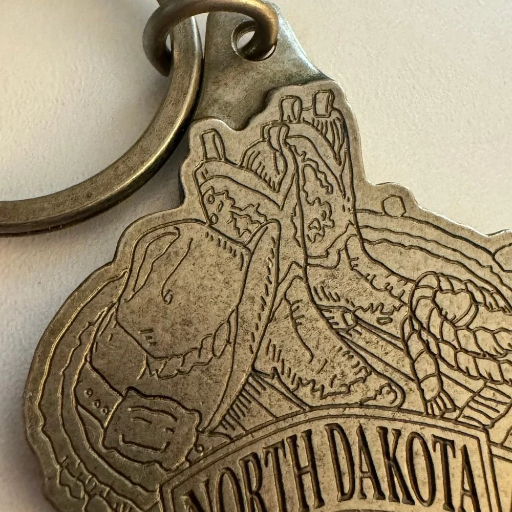 North Dakota Souvenir Keychain Cowboy Hat Boots Rodeo‎ Collectible USA Travel